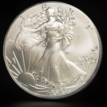 American Silver Eagle in black background