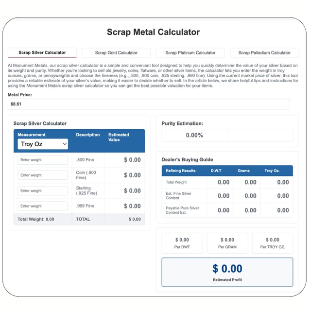 Scrap metal calculator