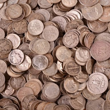 Assortment of circulated U.S. silver coins illustrating how a coin’s surviving population can differ from its original mintage